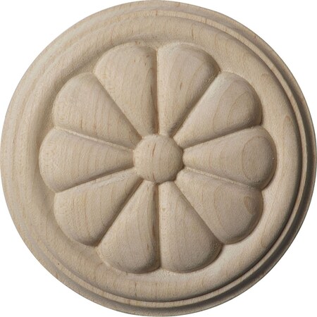 Ekena Millwork 3 1/2"W x 3 1/2"H x 1/2"P Reese Round Rosette, Rubberwood ROS03X03RERW